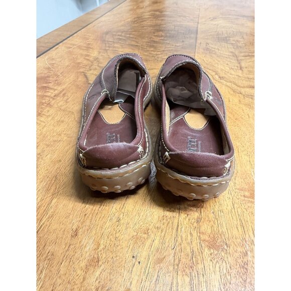 BORN Women's 6.5 EU 7 Leather Driver Mule Clog Loafers Shoes Burgundy Brown - Picture 5 of 8